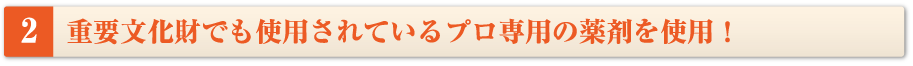 重要文化財でも使用されているプロ専用の薬剤を使用!