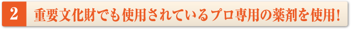 重要文化財でも使用されているプロ専用の薬剤を使用!